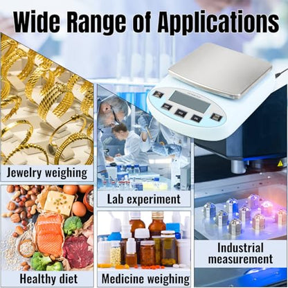 Lab Scale 6000g x 0.01g Digital Scale 0.01g Gram Accuracy, High Precision Electronic Analytical Balance, 13 Unit Conversion Scale for Kitchen Laboratory Jewelry Scientific Weighing (500g*2)
