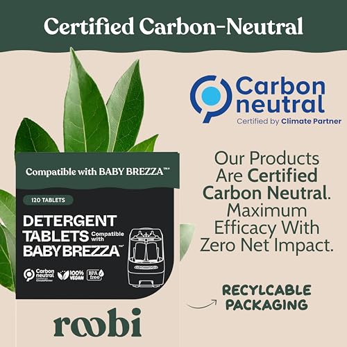 Roobi Detergent Tablets Compatible with Baby Brezza Bottle Washer Pro. Removes Milk Residue & Odor, Hypoallergenic Carbon Neutral Formula. 120 Count. - style: 120 Detergent Tablets