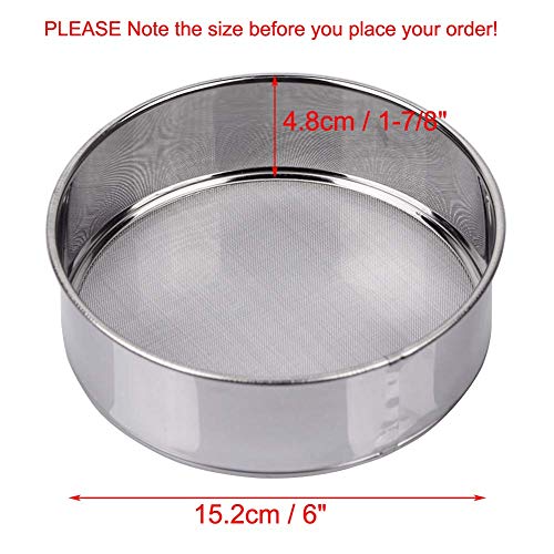 Flour Sifter for Baking - 60 Mesh Stainless Steel 6inch Small Tamis Round Sifter,Mini Fine Mesh Flour Sieve(6 Inch, 60m Mesh)