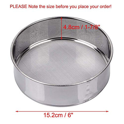 Flour Sifter for Baking - 60 Mesh Stainless Steel 6inch Small Tamis Round Sifter,Mini Fine Mesh Flour Sieve(6 Inch, 60m Mesh)