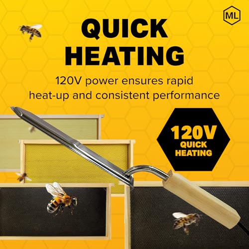 Mann Lake Electric Uncapping Knife, 120V, Stainless Steel Blade with Thermostat for Optimal Heating, Quick Heating, Ergonomic Grip, Uncap Honeycomb Frames Efficiently and Maximize Honey Harvest