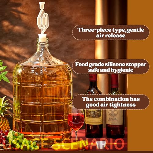Ziliny 2 Pieces 5 Gallon Glass Carboy, 5 Gallon Glass Water Jug with Drilled & Undrilled Silicone Stoppers and Airlock Fermenting Jug Fermentation Jar Clear Beer Carboy for Beer Wine Making (Clear) - size: 5 Gallon