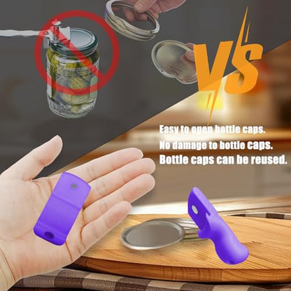 Mason Jar Opener Canning Tool,Canning Jar Opener, Releases Vacuum Seal on Wide Mouth and Regular Mouth Lids,Magnetic Jar Lid Lifter for Canning. Pickling and Home Food Storage (Purple) - color: Purple