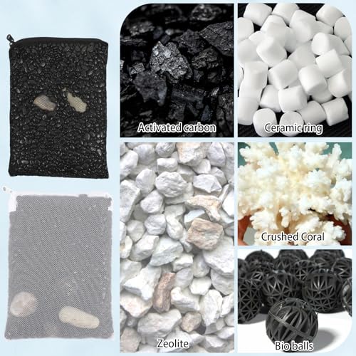 20PCS 7.9 X 5.8 Inch Aquarium Filter Media Bag Extra Fine 100μm Reusable Aquarium Mesh Bags with Zipper, White & Black Filter Mesh Bag for Fish Tank Activated Carbon, Ceramic Rings