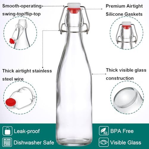 ZEBEIYU 32oz Beer Bottle,Swing Top Glass Kombucha Bottles with Stoppers for Brewing, Beverages, Smoothies, Kefir, Beer, Soda, Juicing, Kombucha, Oil, Water, Milk, Vinegar(4 Pack)
