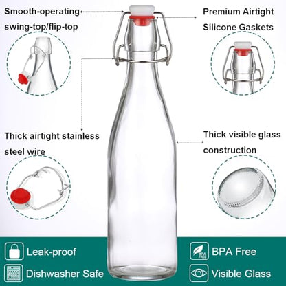 ZEBEIYU 32oz Beer Bottle,Swing Top Glass Kombucha Bottles with Stoppers for Brewing, Beverages, Smoothies, Kefir, Beer, Soda, Juicing, Kombucha, Oil, Water, Milk, Vinegar(4 Pack)