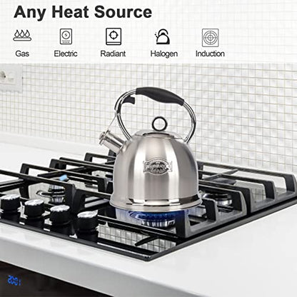 Tea Kettle for Stovetop, Food Grade Stainless Steel Water Kettle, Tea Pot for Home & Kitchen, 3.0 Qt - color: Silver