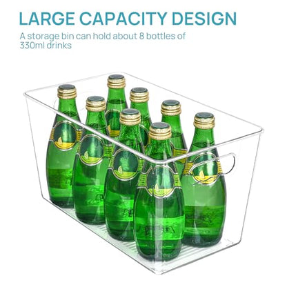 Vtopmart 6 Pack Clear Plastic Storage Bins, Pantry Organizer Containers with Handle for Refrigerator, Fridge, Cabinet, Kitchen, Countertops, Cupboard, Home Organization and Storage, XL - size: XL(13"×7.4"×7")