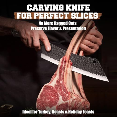 PURPLEBIRD Japanese Brisket Slicing Knife 11" - Butcher Knife for Meat Cutting Chopping, Heavy Duty Meat Knives Full Tang, Sharp BBQ Knives for Turkey Grilling Smoker, Ideal Gifts for Men Women - color: 11"