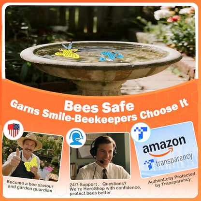 Bee Watering Station Island for Garden - 5 Pack Butterfly Floating Bee Island, SGS Certified Premium EVA Foam, Fade Resistant Odor Free Pre-Cut Holes, Anti Drowning for Pollinators, for Birdbath Pond