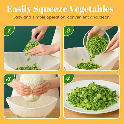 Mindsoft 6 Pcs Cheese Cloth Filling Squeeze Cotton Bags, Bowl-shaped Reusable Cotton Nut Milk Bag for Straining, Reusable Straining Bags for Juice, Soy Milk, Dumpling Fillings, Vegetable(Large) - size: Large