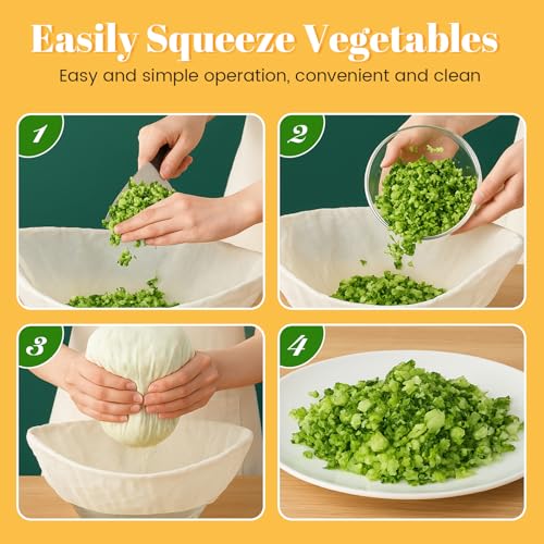 Mindsoft 6 Pcs Cheese Cloth Filling Squeeze Cotton Bags Bowl-shaped Reusable Cotton Nut Milk Bag for Straining Reusable Straining Bags for Juice, Soy Milk, Dumpling Fillings Vegetable(Various Size) - size: Various Size