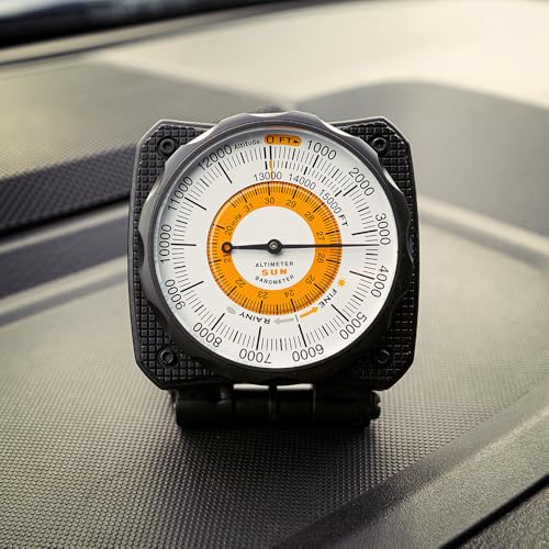 Sun Company AltiLINQ - Dashboard Altimeter and Barometer | Altimeter for Car and Truck | Reads Altitude from 0 to 15,000 Feet