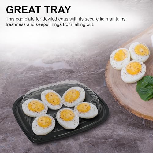 MT Products Clear Deviled Egg Containers Holds 6 Eggs 6.5" x 5.63" x 1.19" - Durable Egg Platter Tray (Pack of 12) - Made in the USA - size: 6.5 x 5.63 x 1.19 in