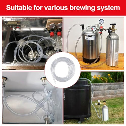 FERRODAY 20 Feet Beer Line, 3/16" ID 7/16" OD Vinyl Tubing Keg Beer Hose, Kegerator Beer Tube Replacement Kit with 6 Pcs Hose Clamps, Food Grade Hose for Corny Keg, Kegerator Tower,D Coupler Dispense - size: 20FT-Beer Line
