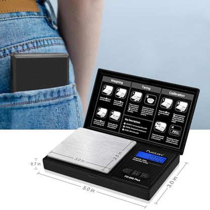 Fuzion Digital Pocket Gram Scale .01 Gram Accuracy, 200g Mini Gram Scale, Small Scale for Food, Jewelry, Herb, Spice, Coin - Weight Gram and Oz