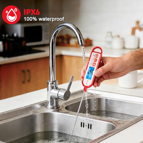Digital Instant Read Meat Thermometer Kitchen Cooking Food Candy Thermometer for Oil Deep Fry BBQ Grill Smoker Thermometer by AikTryee - color: White-SR807