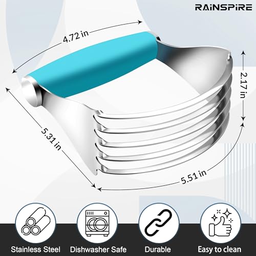 Rainspire XL Pastry Cutter For Baking, Heavy Duty Pastry Blender Stainless Steel, Thick Sharp Blades Dough Blender, Dough Cutter Butter Cutter Pastry for Easy Mixing, Dishwasher Safe, Blue - color: Blue