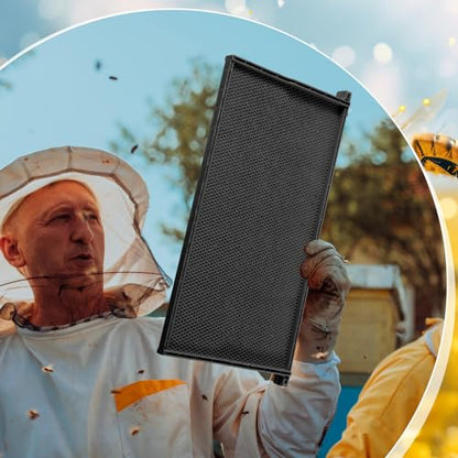 DoubleFill 10 Pack Plastic Beehive Frames and Wax Foundations All in One Bee Hive Frames with Beeswax Coated Foundations Bee Frames Beekeeping Frames for Deep Brood Bee Hives 9 1/8 Inches(Black) - color: Black