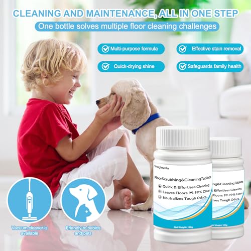 Powerful Floor Cleaning Tablets Compatible With Tineco (200 PCS) 2 Bottle Floor Deep Cleaner Dissolves Fast for Streak-Free Shine on Hardwood, Tile,Suitable With All Robot Vacuums
