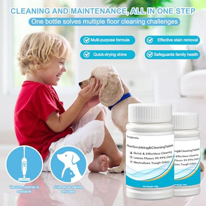 Powerful Floor Cleaning Tablets Compatible With Tineco (200 PCS) 2 Bottle Floor Deep Cleaner Dissolves Fast for Streak-Free Shine on Hardwood, Tile,Suitable With All Robot Vacuums