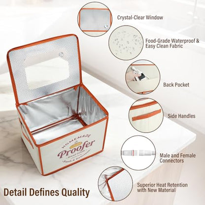 Foldable Bread Proofing Box, JOCXSPI 4-Sided Heating Dough Proofer for Sourdough Starter, 68–131°F Temp Control, 99H Timer, Metal Rack, Water Tray, Humidor for Pizza, Yogurt, Kombucha, Baking (Beige) - color: Beige