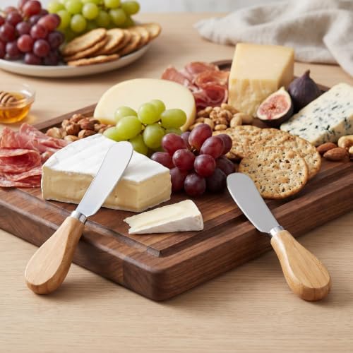Siutaga 4 Pcs Cheese Spreader Knives Butter Knife with Wooden Handle Stainless Steel Cheese Butter Knife for Cheese Cold Butter Jam Pastry and Other Kitchen Accessories 4.84 Inch