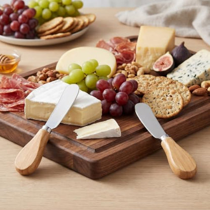 Siutaga 4 Pcs Cheese Spreader Knives Butter Knife with Wooden Handle Stainless Steel Cheese Butter Knife for Cheese Cold Butter Jam Pastry and Other Kitchen Accessories 4.84 Inch