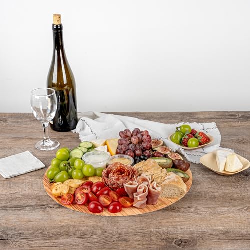 Cater Tek 13.8 Inch Charcuterie Boards, 10 Faux Wood Cheese Boards - Round, Stackable, Paper Cardboard Charcuterie Boards, Disposable, For Serving At Catered Events - Restaurantware - color: Natural, size: 13 3/4"