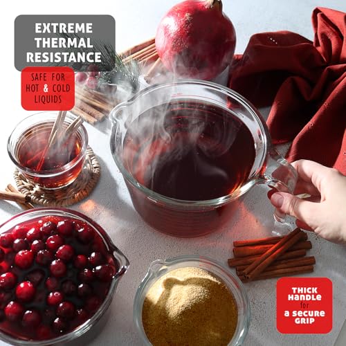 Eatex Glass Measuring Cups Set of 3 - Liquid Measuring Cups, Glass Measuring Cup Set - 1,2,4 Cup Measuring Cup - Dishwasher Oven, Microwave Safe Measure Cups - size: Set of 3