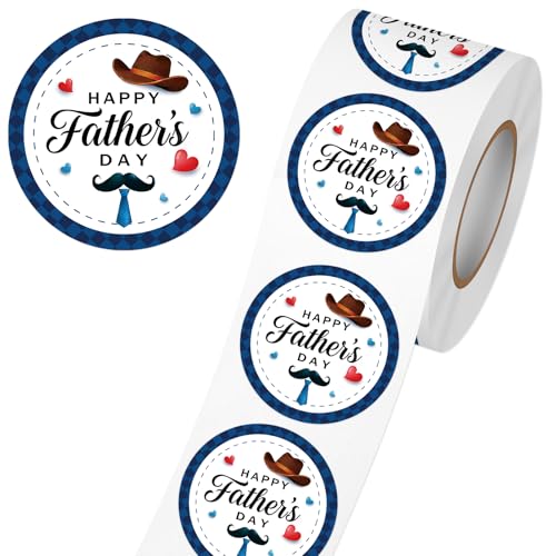 Louise Maelys Happy Father's Day Stickers 1.5 Inch - Father Day Gift Labels DIY Father’s Day Decorations Heart and Hat Design for Cards, Crafts, Gifts - color: Fathers Day