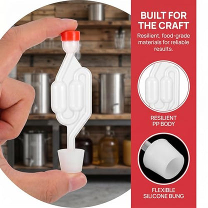 DECHOUS 2 Sets S-shape Fermenting Airlocks with #6 Silicone Stopper for Home Brewing Fermentation Supplies Monitor Fermentation Process and Prevent Gas Backflow and Pickling