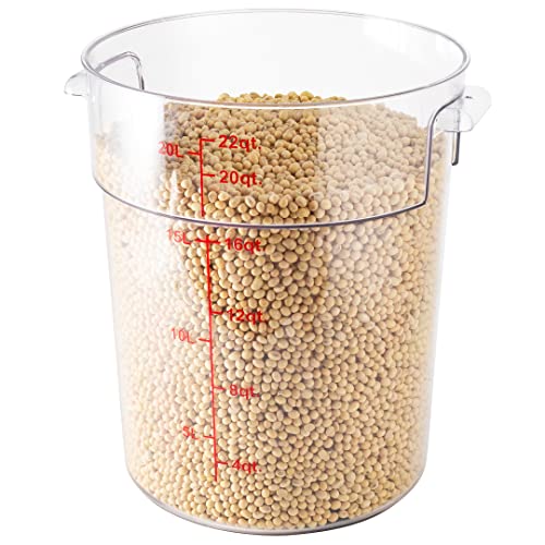 Restaurantware Met Lux 22 Quart Food Storage Containers 10 Round Commercial Storage Containers - Lids Sold Separately With Volume Markers Clear Plastic Food Prep Buckets Space-Saving Storage - size: 22 qt, style: 10 Count