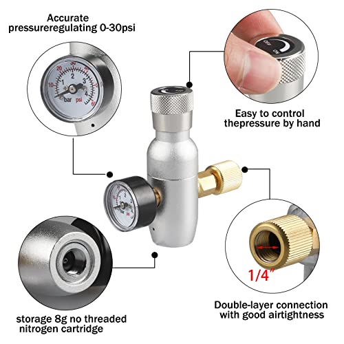 Beer Keg Tap CO2 Charger PERA Brand Ball Lock Beer Faucet Mini Gas regulaor Kit include Beer Faucet Keg Charger Ball Lock MFL Quick Disconnects Set for Home Brewing Mini Keg Corny Cornelius Keg