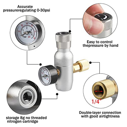 Beer Keg Tap CO2 Charger PERA Brand Ball Lock Beer Faucet Mini Gas regulaor Kit include Beer Faucet Keg Charger Ball Lock MFL Quick Disconnects Set for Home Brewing Mini Keg Corny Cornelius Keg