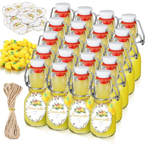 20 Sets Mini Limoncello Bottles Small Swing Top Glass Bottles Tiny Jar for Table Centerpieces Beverages Homemade Christmas Baby Shower Wedding Party Favors for Guests(2oz,Christmas) - size: 2oz, style: Christmas