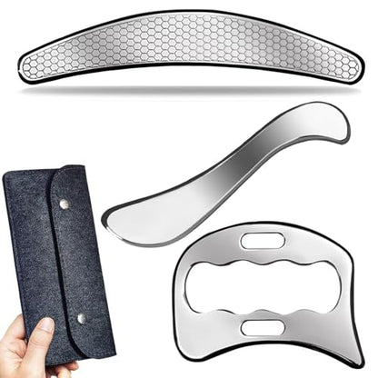 3 in 1 Professional IASTM Massage Tool Set, Stainless Steel Muscle Scraper, Physical Therapy Tools for Soft Tissue - style: GYX COELE-03