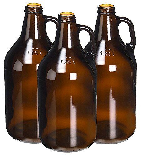 True Fabrications HOZQ8-894 1/2 gal Amber Beer Growler, Reusable, Has Uv Protection, Brown (Pack of 3)