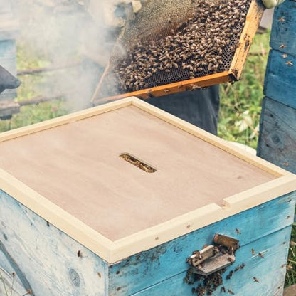 DoubleFill 6 Pcs Beehive Inner Cover for 10 Frame Hive Box Cover with Feeding Hole Beehive Insulation Ventilation Inner Cover for Beekeeping Tool