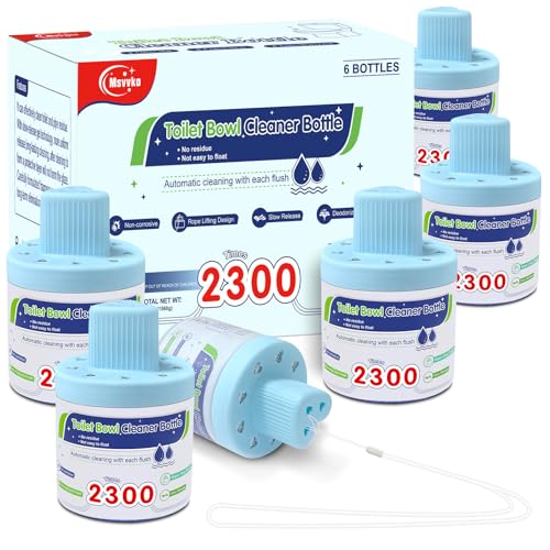 Msvvko Toilet Bowl Cleaner, Automatic Long-Lasting Blue Toilet Cleaner Bottle, Septic Safe Toilet Bowl Tablets in Bottles, Fresh Bathroom & Deodorize, 6 Pack, 2300 Flushes Each - size: 55 Ounce (Pack of 6)