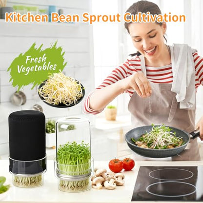 Sprouting Jar Kit, 2 Pack Wide Mouth Mason Jar Sprouting Kit with Sprout Lids, Blackout Sleeves, Drain Cover, Perfect for Home Gardeners, Health Enthusiasts & Vegan Diets - color: 2Pack+2Sleeve