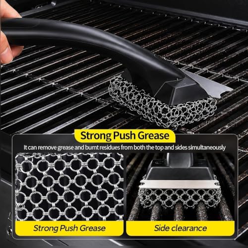Bristle-Free Grill Brush & Scraper,Durable, Efficient and Extra Safe BBQ Cleaning Brush for Cast Iron and Stainless Steel Outdoor Grills(Coarse Mesh) - size: Coarse Mesh