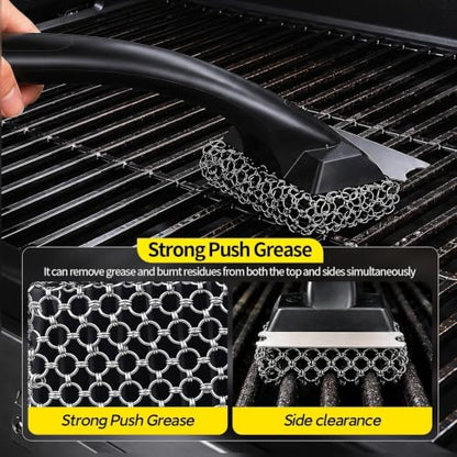 Bristle-Free Grill Brush & Scraper,Durable, Efficient and Extra Safe BBQ Cleaning Brush for Cast Iron and Stainless Steel Outdoor Grills(Coarse Mesh) - size: Coarse Mesh
