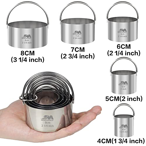 5 Pieces Circle Biscuit Cutter,Professional Stainless Steel Round Cookies Mold Tool with Handle for Baking GIFT Package - style: 5pcs with Handle(1.75-3.25in)