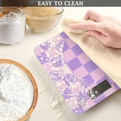 Food Scale Kitchen Scale for Baking Cooking Digital Food Weighing Measuring Scale Small Waterproof Electric Food Scale Checkered Purple - color: Checkered Purple