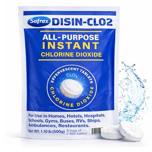 DISIN-CLO2 Multi-Purpose Instant Chlorine Dioxide Tablets – Fast-Acting Cleaning & Deodorizing Tablets for Home, Kitchen & Travel – Freshness Booster for Surfaces, Water Containers & Everyday Use
