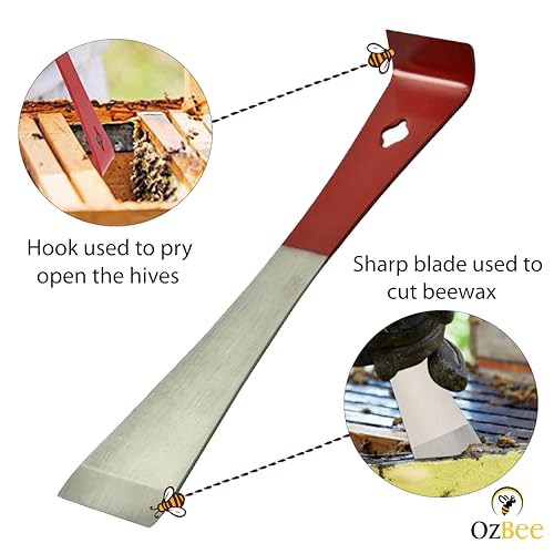 OZBEE 2 Pcs Stainless Steel Hive Scraper Tools | Essential Beekeeping Equipment | Bee Hive Hand Tool | Beekeeper Tool for Efficient Beekeeping & Hive Maintenance