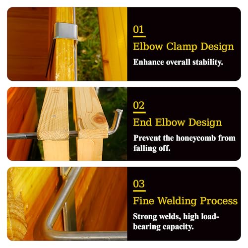 Bee Frame Holder: Bee Hive Stand, Stainless Steel Beekeeping Frame Shovel Holder with End Elbow Design, for Honey Harvesting and Inspection, Can Hold 3-4 Bee Frames