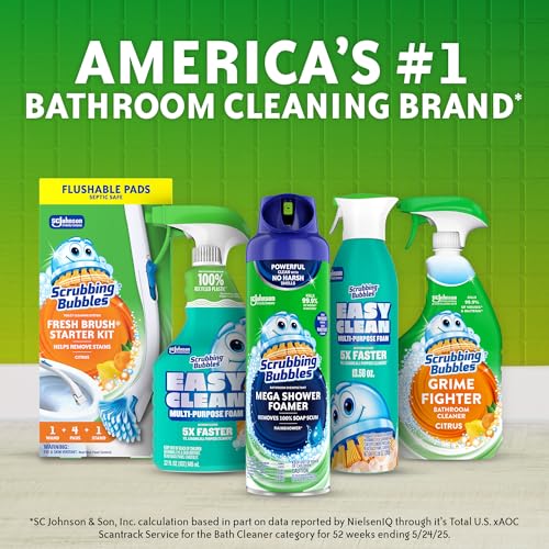 Scrubbing Bubbles Mega Bathroom and Shower Cleaner Spray, Foaming Action Removes Limescale and Soap Scum, Rainshower Scent, 32oz (Pack of 2) - size: 32 Fl Oz (Pack of 2)