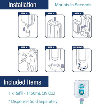 Germ-X OmniPod Hand Sanitizer Starter Kit, Durable & Sleek Wall-Mount Dispenser & 1150mL Refill Pod, No Rinse Moisturizing Formula, Suitable for Home, School, Office, Gym, Restrooms - style: Dispenser Kit